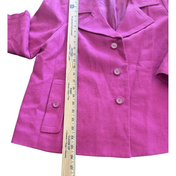 Talbots Pink Blazer 16 Lined 100% Linen 3/4 Sleeve Shoulder Pads - Picture 8 of 8